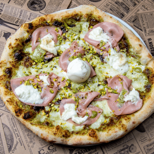 Pizza Mortadella e pistacchio