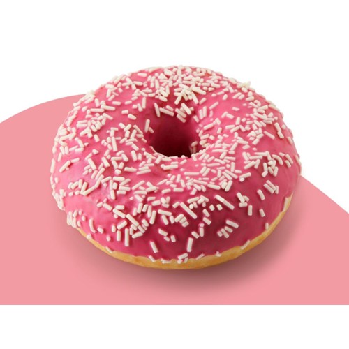 Roze donut - aardbeismaak