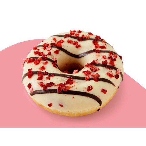 Gevulde donut met aardbei