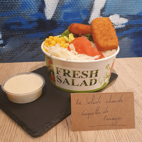 Salade chaude double croquette