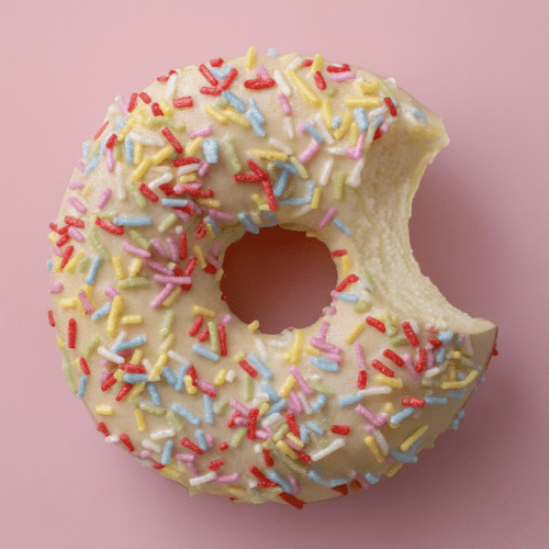 Donut met gekleurde sprinkels