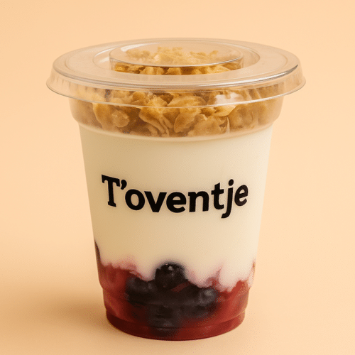 Yoghurt met muesli en vers fruit