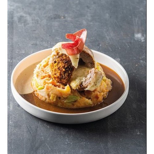 Raclette ball Menu with stoemp or salad.