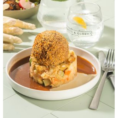 Lamb & Asparagus-ball with stoemp or salad