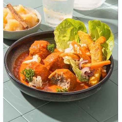 Vegan 'Ballekes' in Tomato Sauce with Stoemp or Salad.