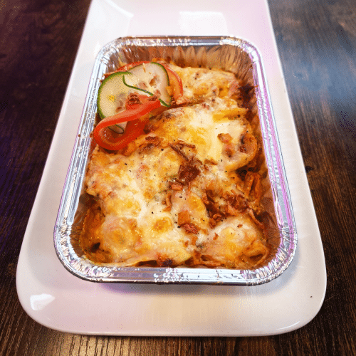 Gratin schotel met pulled pork delux