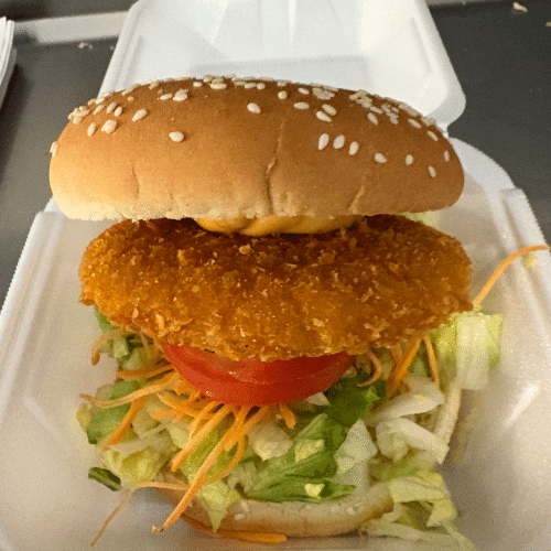 Hamburger kip krokant spicy