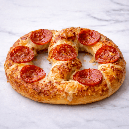 Pretzel pepperoni cheese