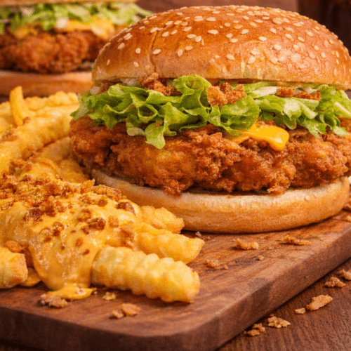 Crispy chicken burger menu