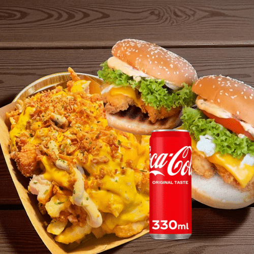 Tasty box met 2 chickenburgers en cola