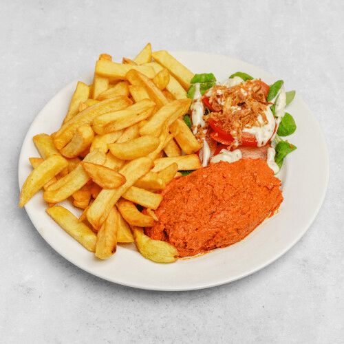 Américain frites et salade