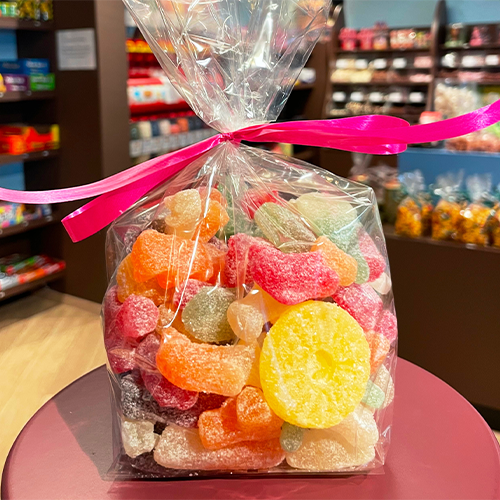 Snoepzak (600 gram) zure Geldhof snoepmix (met gelatine)