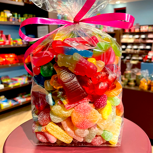 Snoepzak (1 kg) gemengde zoetzure snoepmix (bevat gelatine)