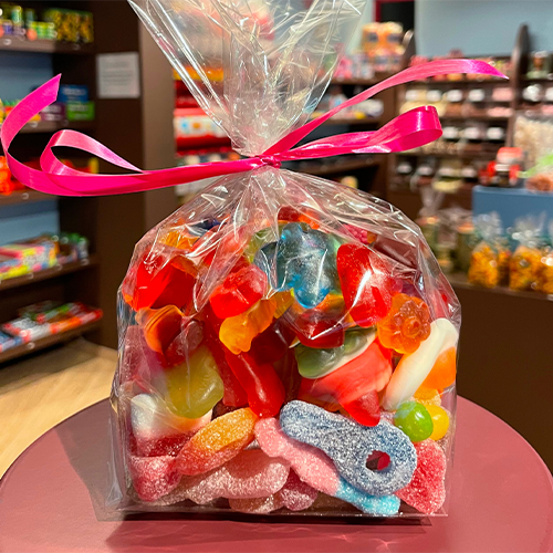 Snoepzak (600 gram) gemengde zoetzure snoepmix (met gelatine)