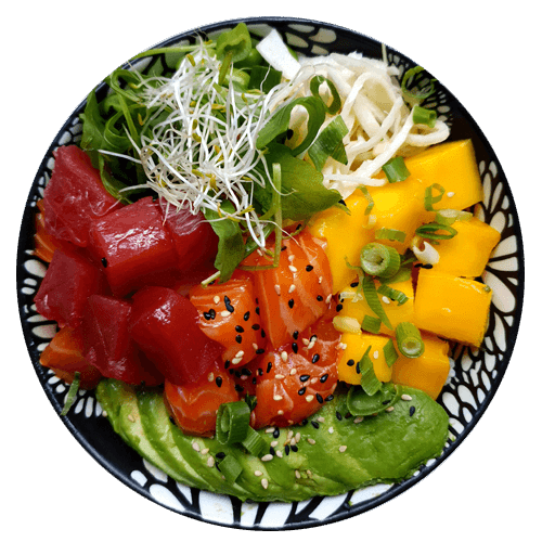 Poké saumon et thon mariné