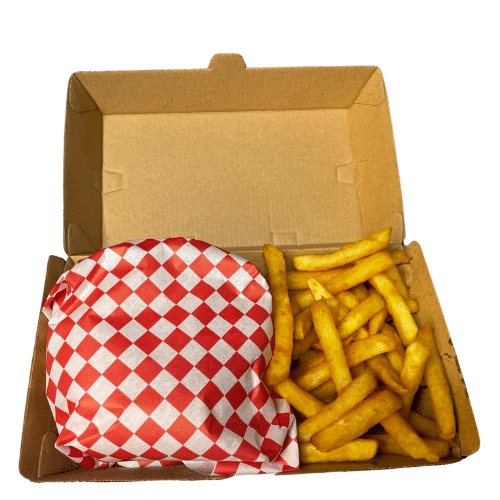 Cheeseburger en frietjes