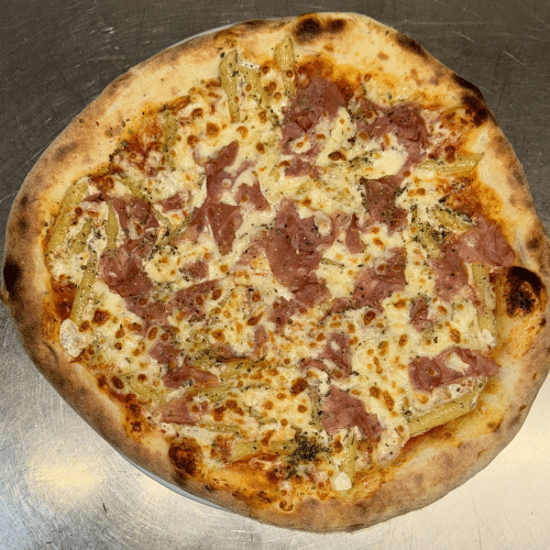 Pizza pasta crème jambon