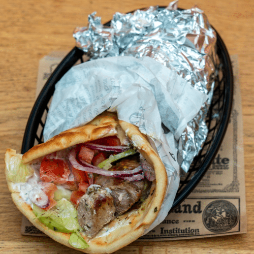 Pita souvlaki porc