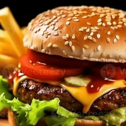 American classic burger met frietjes