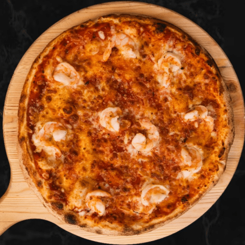 Pizza scampis tomate (M)