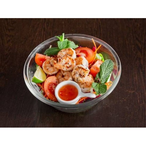 Thaise salade met garnalen teppanyaki
