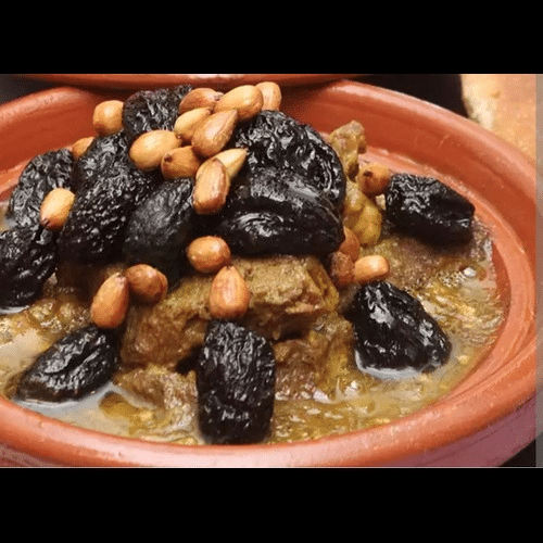 Tajine viande de veau pruneaux amandes