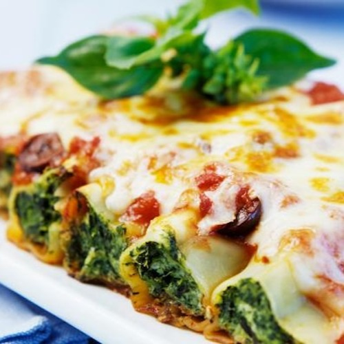 Cannelloni, ricotta en spinazie