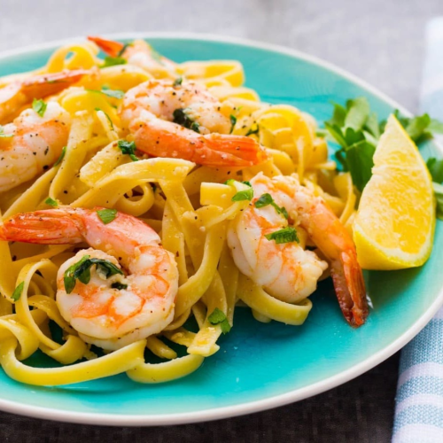 Fettuccine Adriano scampi