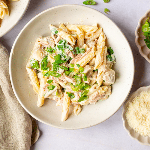 Penne met hesp en room