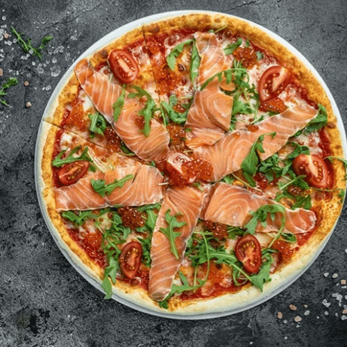 Pizza duo zalm & scampi