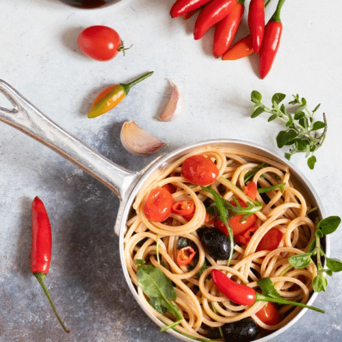 Spaghetti look & peperoni