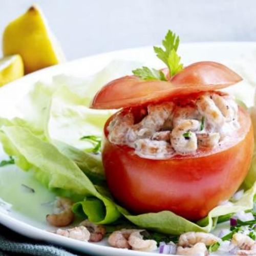 Tomates aux crevettes grises mayonnaise