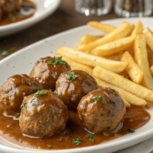 Boulettes sauce liégeoise avec frites