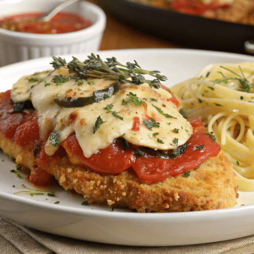 Escalope de poulet aubergine gratinée