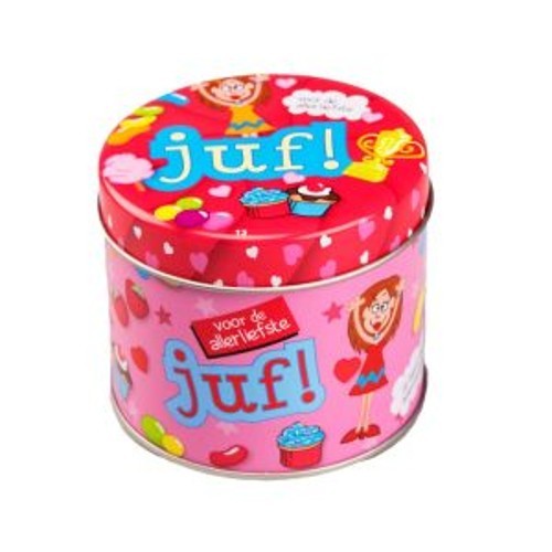 Snoepblikjes - Juf ( gevuld met snoep)