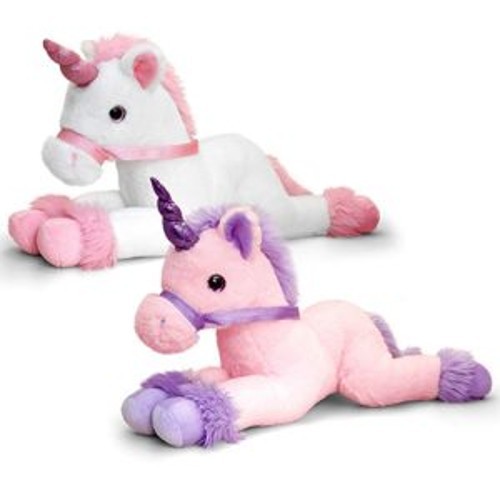 Knuffel eenhoorn / unicorn wit met roos 35 cm