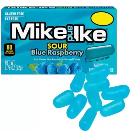 Mike & Ike Zure Blauwe Framboos 22 gr