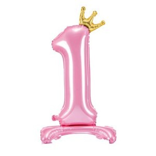 Folie ballon Cijfer 1 Stand Up BABY PINK 81cm