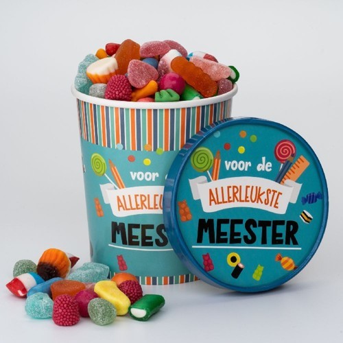 Candy Bucket - Meester ( gevuld met snoep)