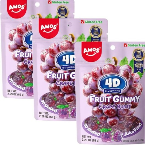 Amos 4d Fruit Gummy Grape 65 g ( 1zakje)