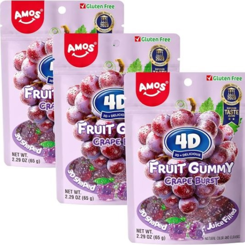 Amos 4d Fruit Gummy Grape 65 g ( 1zakje)