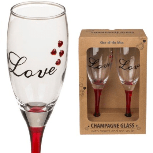 Champagneglazen Hartjes  20 cm (Set van 2) in Giftbox
