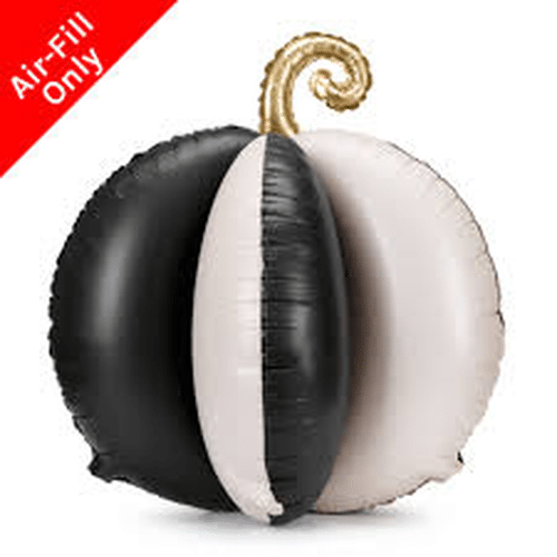 3d folieballon pompoen zwart-beige staand - 58 x 58 cm