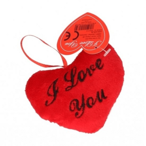 Rood Pluche Hart I love you 10 cm