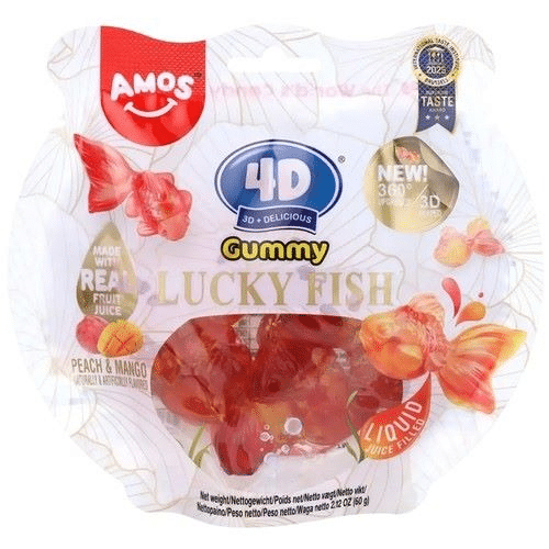 Amos 4d Gummy Lucky Fish Peach & Mango 60 g(1 zakje)