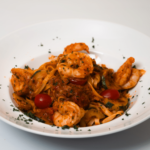 Tagliatelle scampis/courgettes