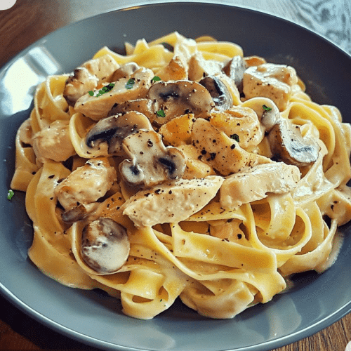 Pasta chicken bimushroom