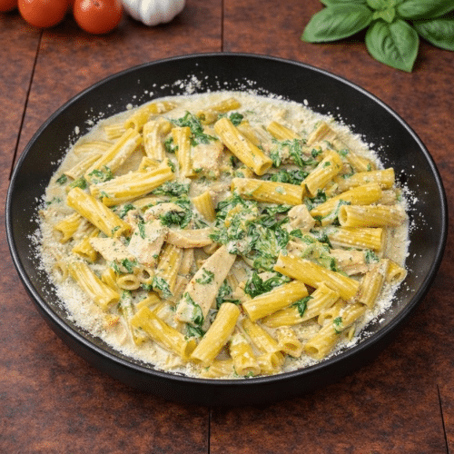 Pâtes crème poulet épinard