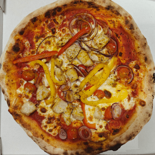 Pizza pollo al curry