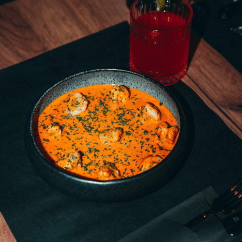 Scampi crème tomate